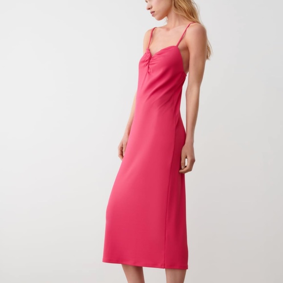 NWT Zara pink sweetheart midi dress | Zara casual dress size M - Picture 4 of 8